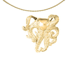 Oktopus-Anhänger aus 10 Karat, 14 Karat oder 18 Karat Gold