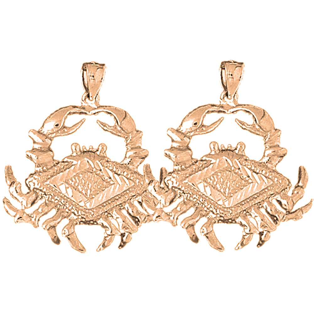 14K or 18K Gold 29mm Crab Earrings