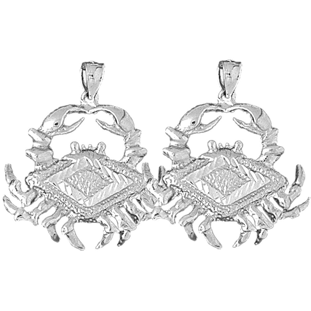 Sterling Silver 29mm Crab Earrings