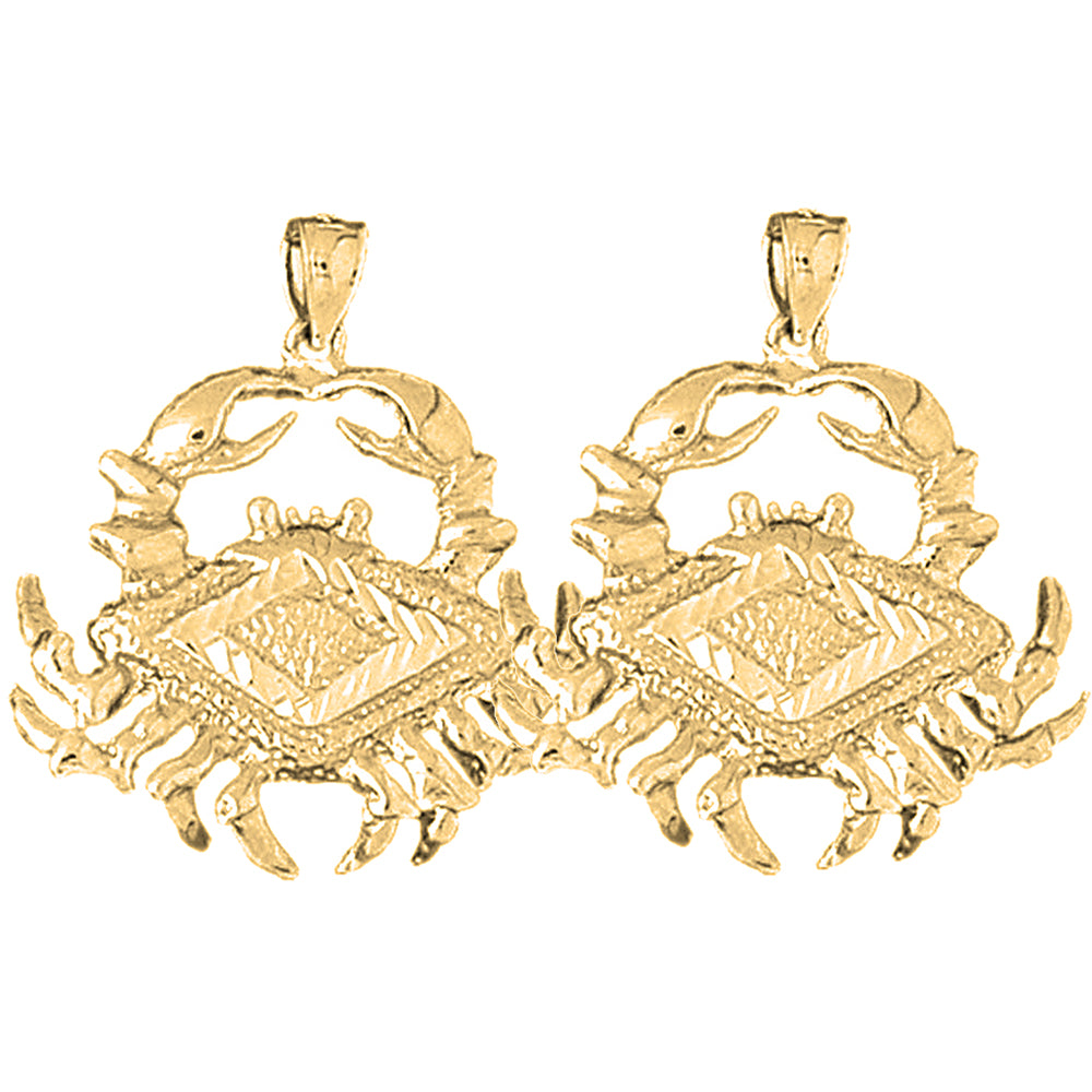 Yellow Gold-plated Silver 29mm Crab Earrings