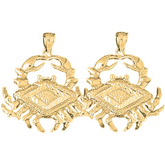 Yellow Gold-plated Silver 29mm Crab Earrings