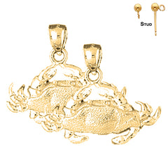 Sterling Silver 2mm Crab Earrings (White or Yellow Gold Plated)