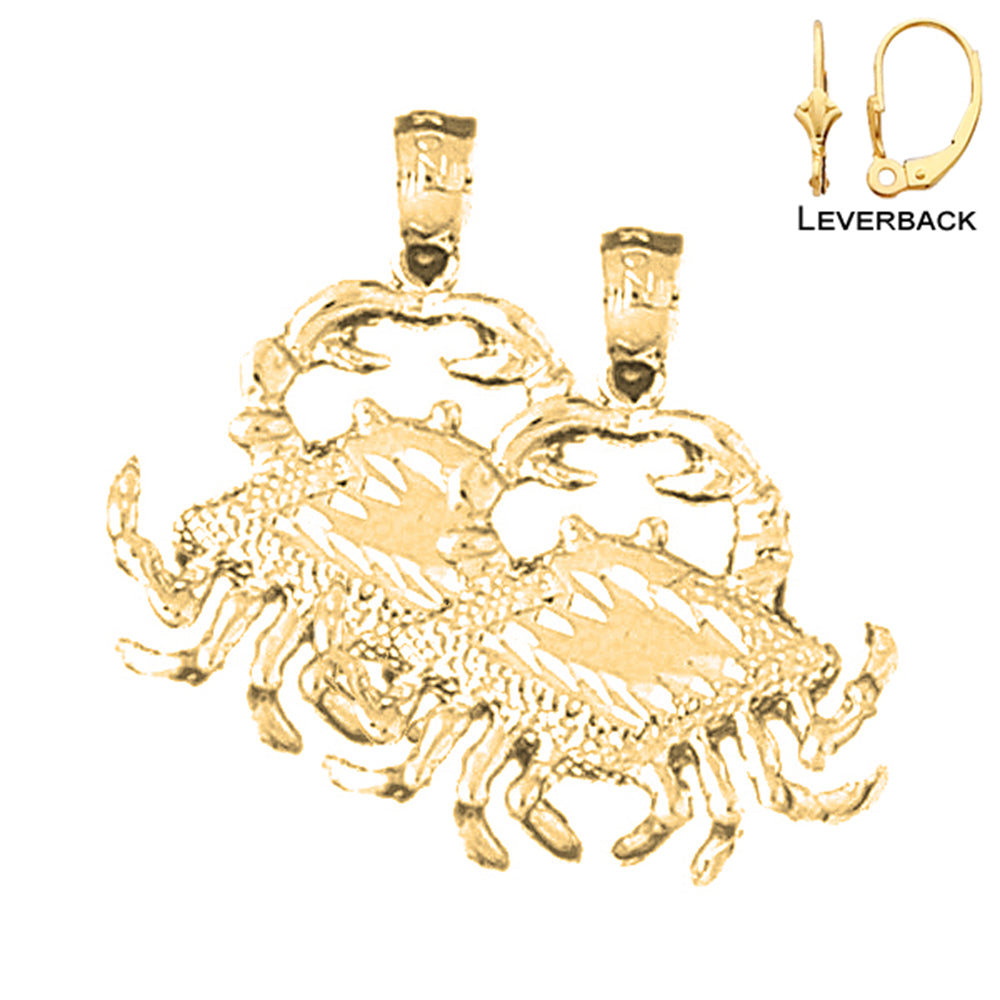 14K or 18K Gold Crab Earrings