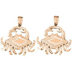 14K or 18K Gold 24mm Crab Earrings