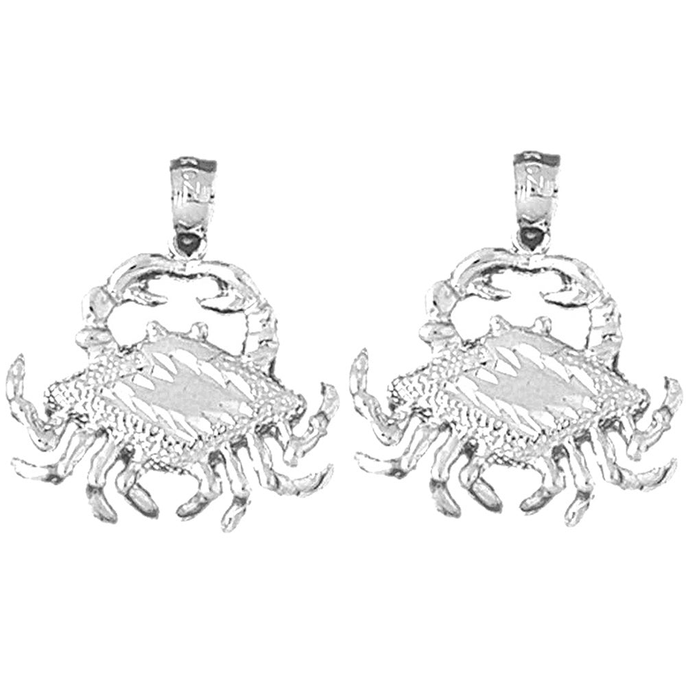 Sterling Silver 24mm Crab Earrings