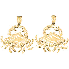 Yellow Gold-plated Silver 24mm Crab Earrings