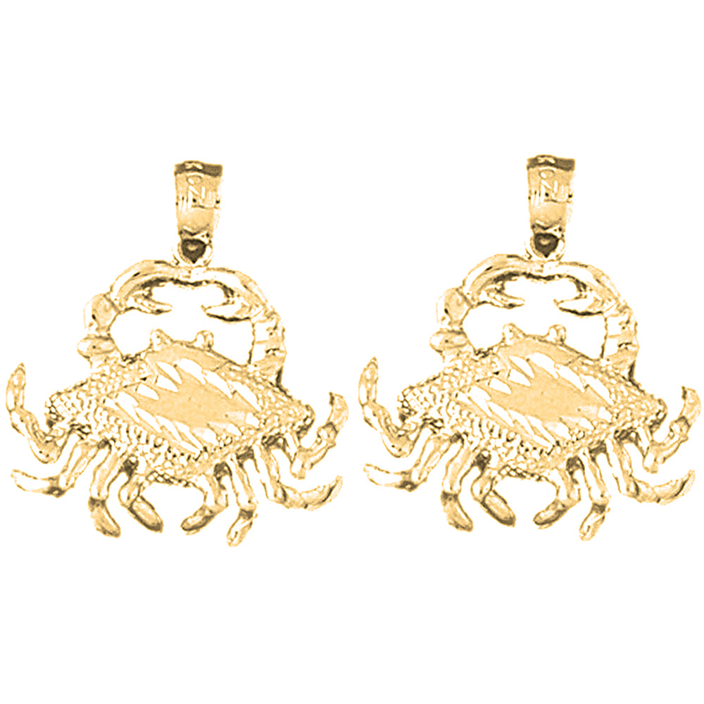 14K or 18K Gold 24mm Crab Earrings