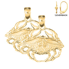 Sterling Silver 25mm Crab Earrings (White or Yellow Gold Plated)