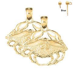 Sterling Silver 25mm Crab Earrings (White or Yellow Gold Plated)