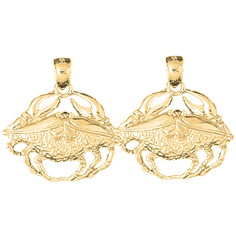 14K or 18K Gold 25mm Crab Earrings