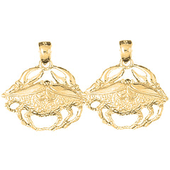 Yellow Gold-plated Silver 25mm Crab Earrings