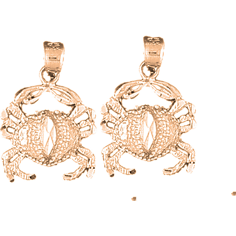 14K or 18K Gold 24mm Crab Earrings