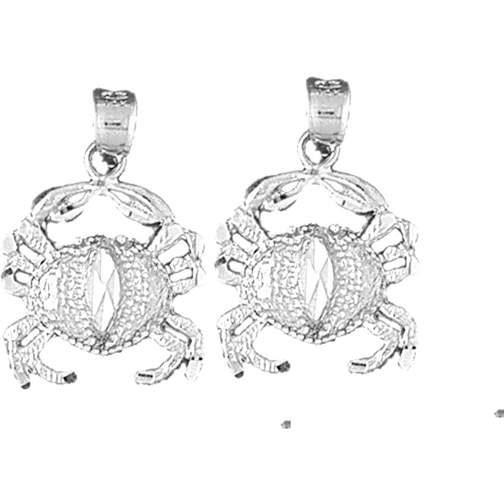 Sterling Silver 24mm Crab Earrings