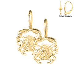 Sterling Silver 14mm Crab Earrings (White or Yellow Gold Plated)