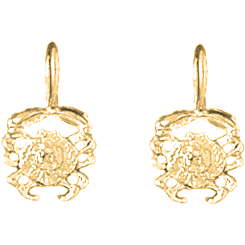 Yellow Gold-plated Silver 14mm Crab Earrings