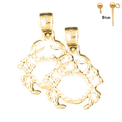 Sterling Silver 19mm Crab Earrings (White or Yellow Gold Plated)