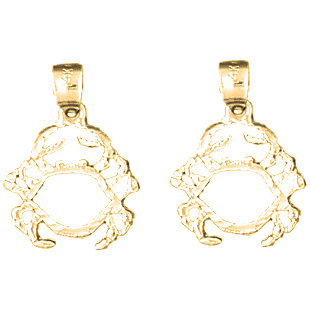 14K or 18K Gold 19mm Crab Earrings