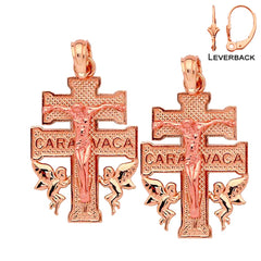 14K or 18K Gold Caravaca Crucifix Earrings