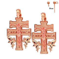 14K or 18K Gold Caravaca Crucifix Earrings