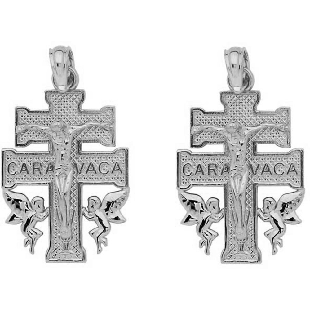 Sterling Silver 25mm Caravaca Crucifix Earrings