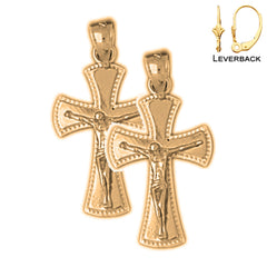 14K or 18K Gold Crucifix Earrings