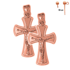 14K or 18K Gold Crucifix Earrings