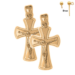 14K or 18K Gold Crucifix Earrings