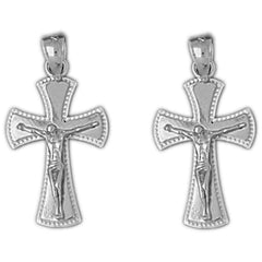 Sterling Silver 25mm Crucifix Earrings