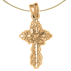 14K or 18K Gold Dove and Cross Pendant