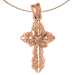 14K or 18K Gold Dove and Cross Pendant