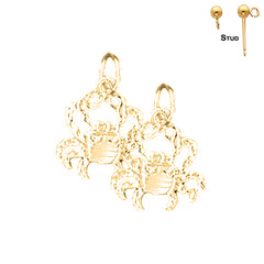 Sterling Silver 16mm Crab Earrings (White or Yellow Gold Plated)
