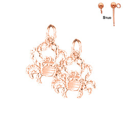 Pendientes Cangrejo de Oro de 14K o 18K de 16mm