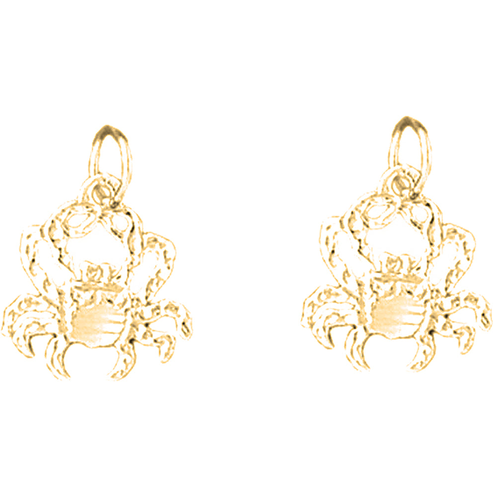 14K or 18K Gold 16mm Crab Earrings