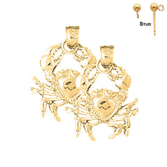 Sterling Silver 24mm Crab Earrings (White or Yellow Gold Plated)