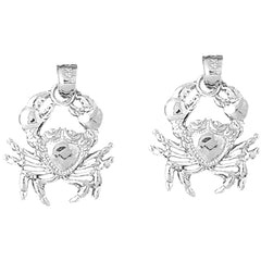 Sterling Silver 24mm Crab Earrings