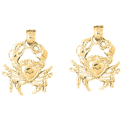 Yellow Gold-plated Silver 24mm Crab Earrings