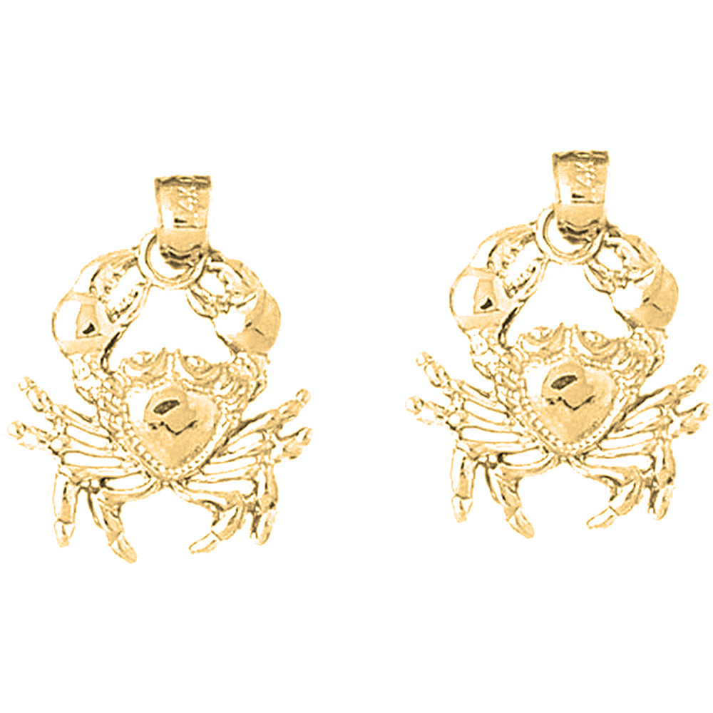 14K or 18K Gold 24mm Crab Earrings