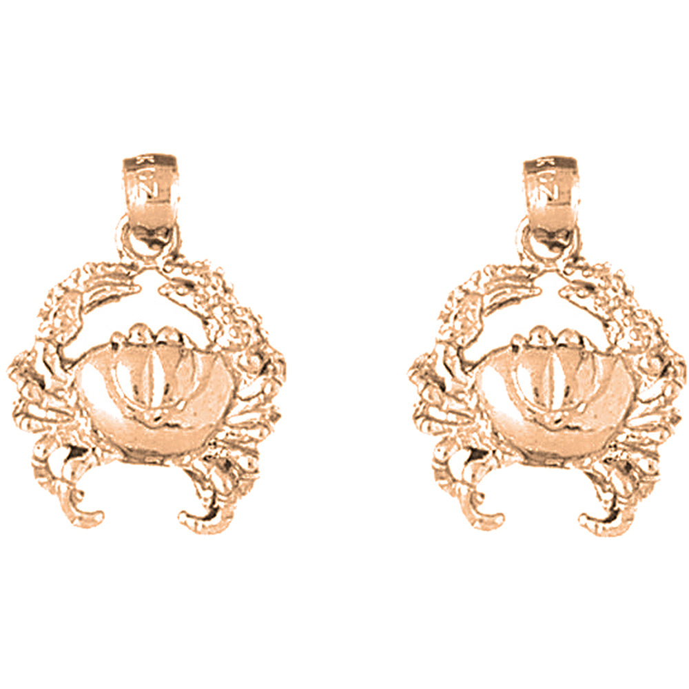 14K or 18K Gold 21mm Crab Earrings