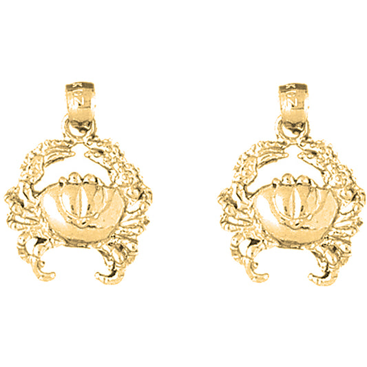 14K or 18K Gold 21mm Crab Earrings