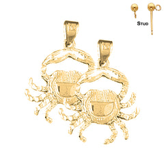 Sterling Silver 26mm Crab Earrings (White or Yellow Gold Plated)