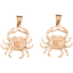 14K or 18K Gold 26mm Crab Earrings