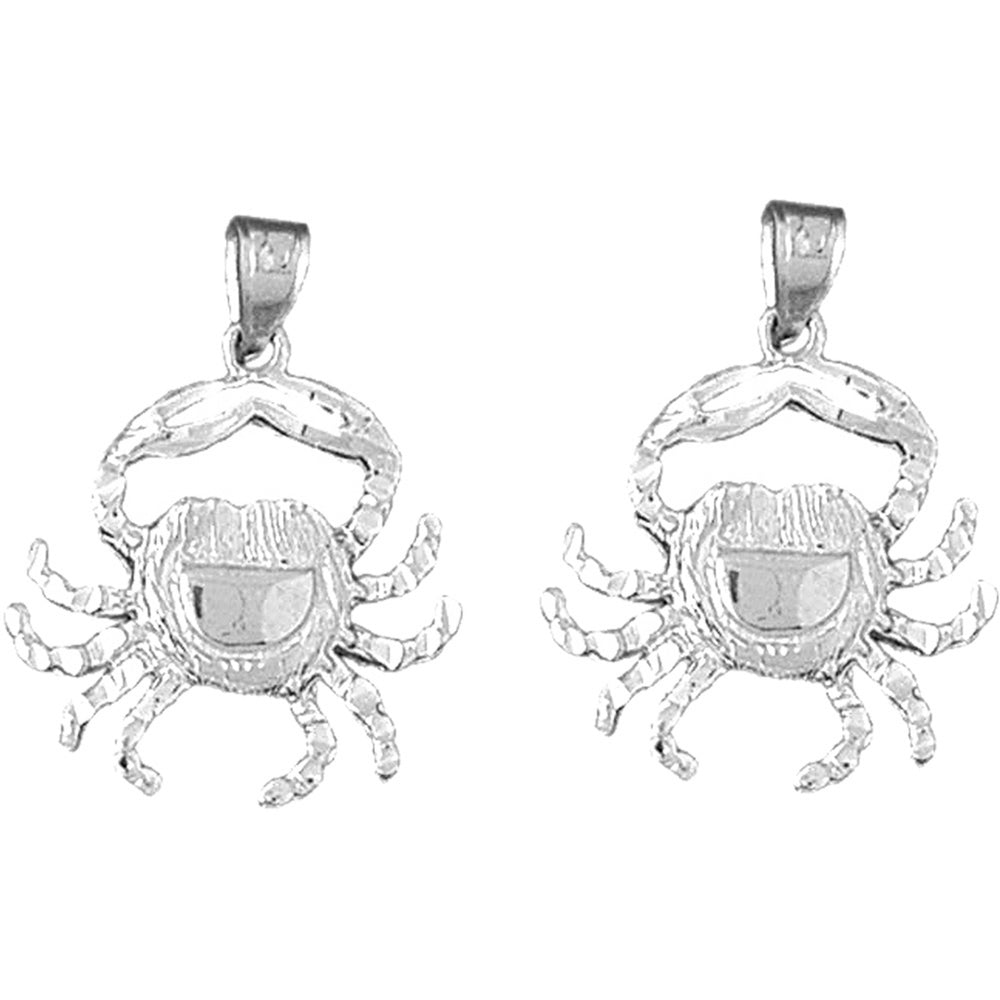 Sterling Silver 26mm Crab Earrings