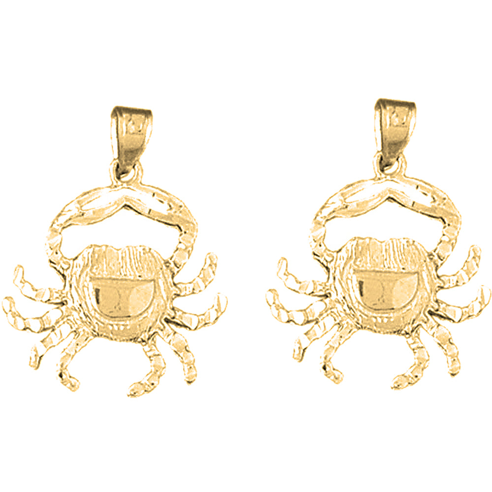 Yellow Gold-plated Silver 26mm Crab Earrings