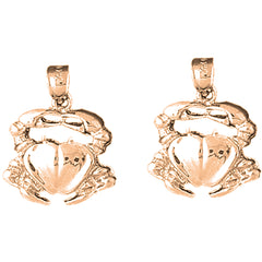 14K or 18K Gold 23mm Crab Earrings