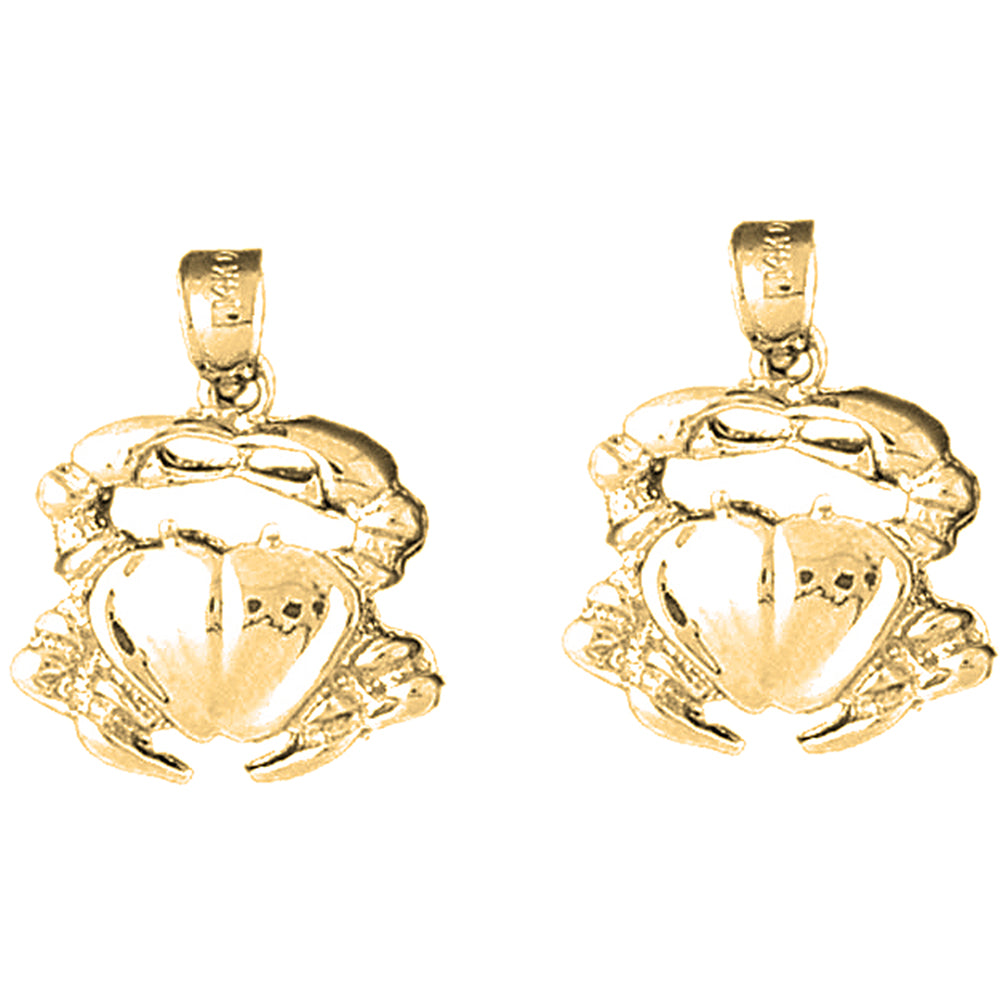 Yellow Gold-plated Silver 23mm Crab Earrings