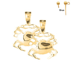 Sterling Silver 23mm Crab Earrings (White or Yellow Gold Plated)