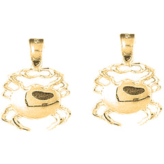 Yellow Gold-plated Silver 23mm Crab Earrings