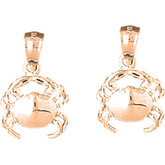 14K or 18K Gold 20mm Crab Earrings