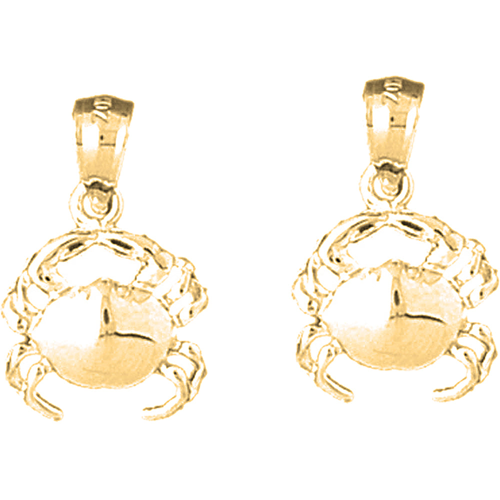 14K or 18K Gold 20mm Crab Earrings