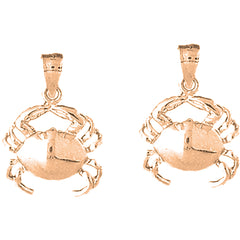 14K or 18K Gold 24mm Crab Earrings